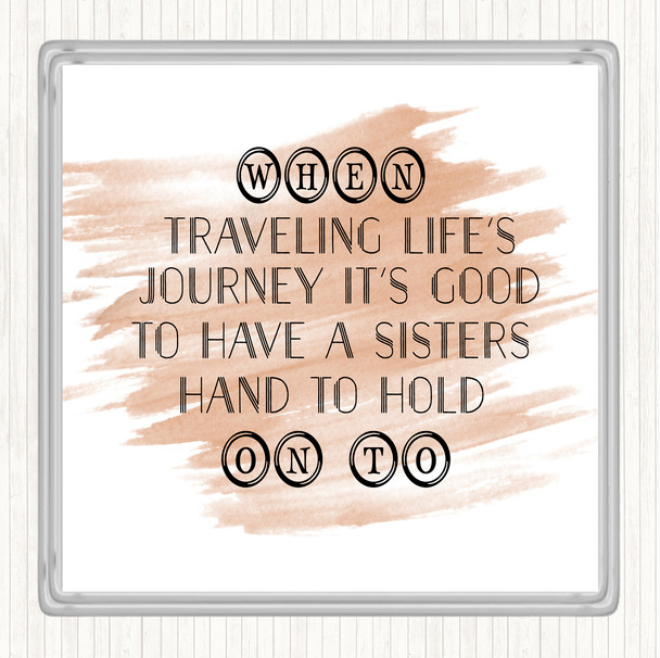 Watercolour A Sisters Hand Quote Drinks Mat Coaster