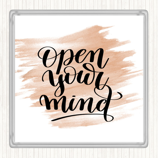 Watercolour Open Your Mind Quote Drinks Mat Coaster
