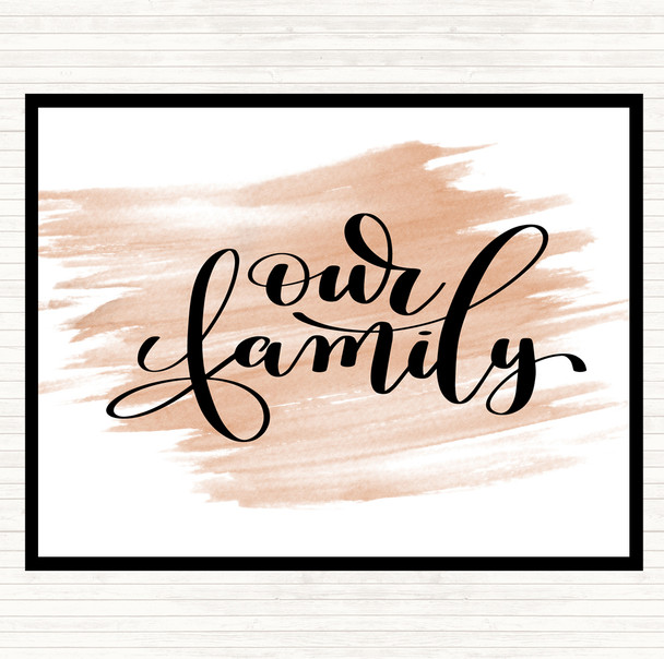 Watercolour Our Family Quote Mouse Mat Pad
