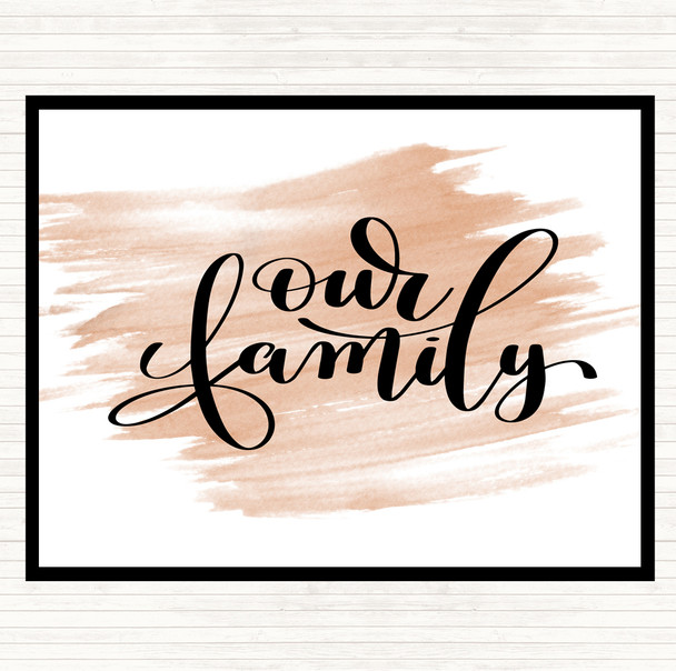 Watercolour Our Family Quote Dinner Table Placemat