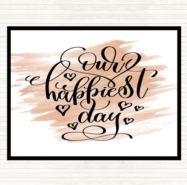 Watercolour Our Happiest Day Quote Mouse Mat Pad