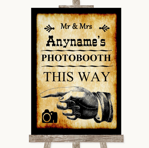 Western Photobooth This Way Left Personalised Wedding Sign