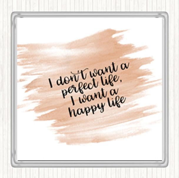 Watercolour Perfect Life Quote Drinks Mat Coaster