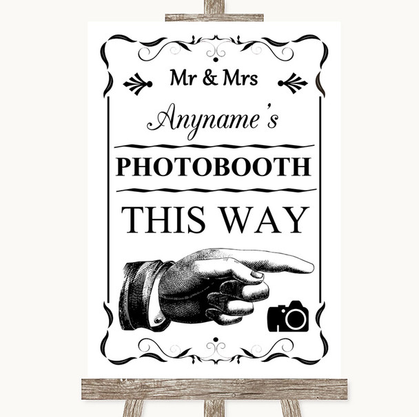 Black & White Photobooth This Way Right Personalised Wedding Sign