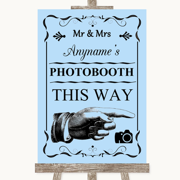 Blue Photobooth This Way Right Personalised Wedding Sign