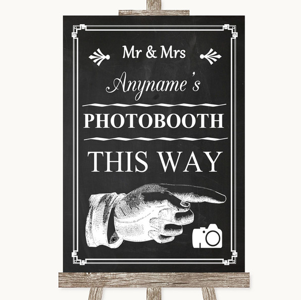 Chalk Style Photobooth This Way Right Personalised Wedding Sign