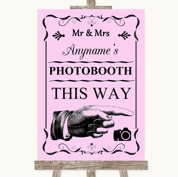 Pink Photobooth This Way Right Personalised Wedding Sign