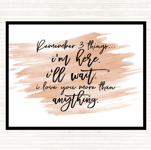 Watercolour Remember 3 Things Quote Dinner Table Placemat