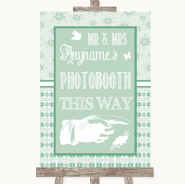 Winter Green Photobooth This Way Right Personalised Wedding Sign