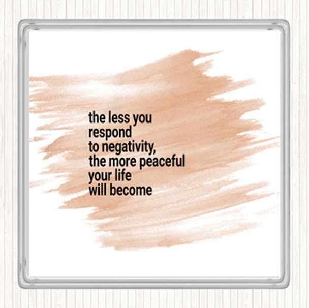 Watercolour Respond Less To Negativity Quote Drinks Mat Coaster