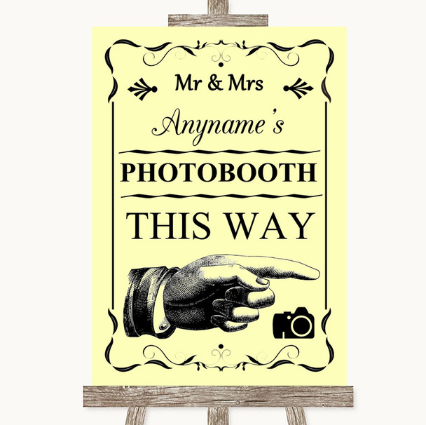 Yellow Photobooth This Way Right Personalised Wedding Sign