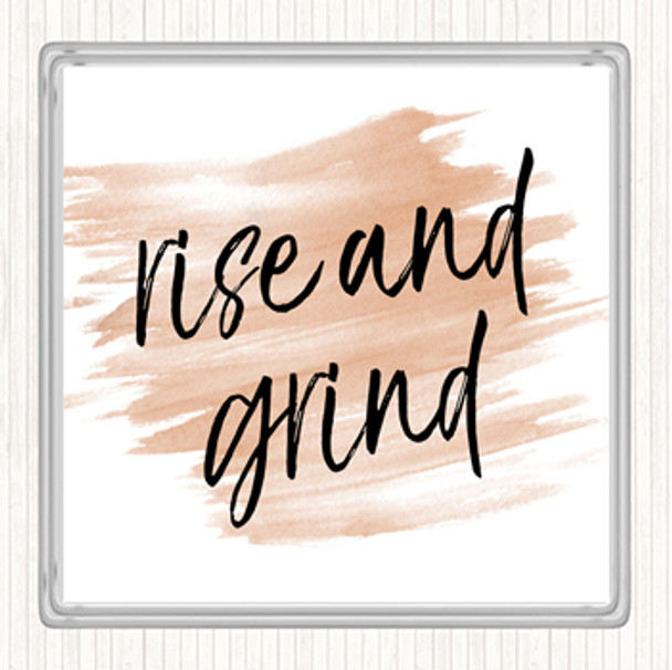 Watercolour Rise And Grind Quote Drinks Mat Coaster