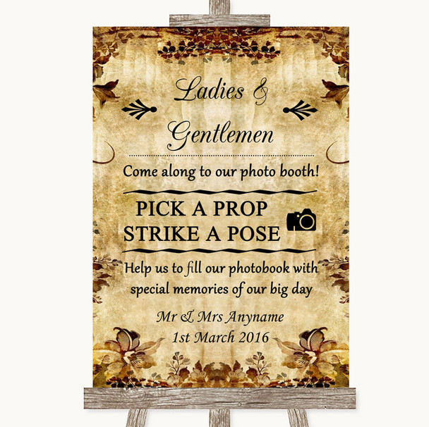 Autumn Vintage Pick A Prop Photobooth Personalised Wedding Sign