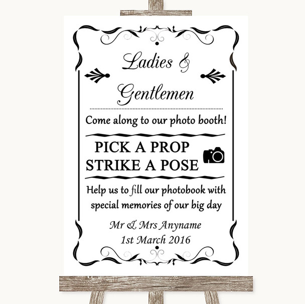 Black & White Pick A Prop Photobooth Personalised Wedding Sign