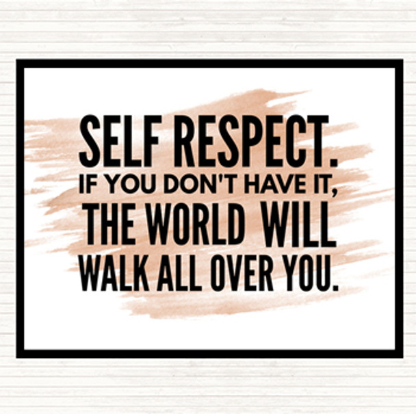 Watercolour Self Respect Quote Dinner Table Placemat