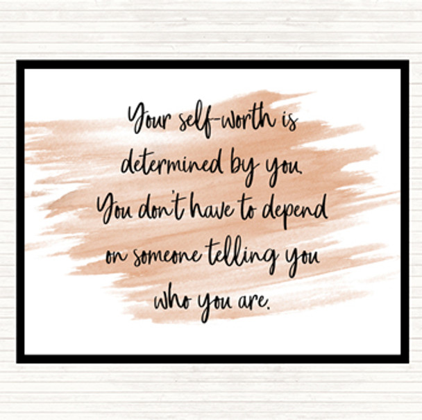 Watercolour Self Worth Quote Dinner Table Placemat