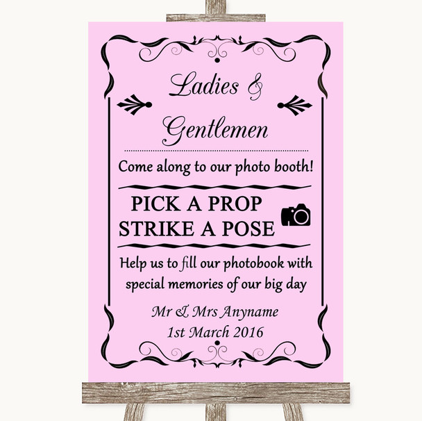 Pink Pick A Prop Photobooth Personalised Wedding Sign
