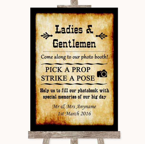 Western Pick A Prop Photobooth Personalised Wedding Sign