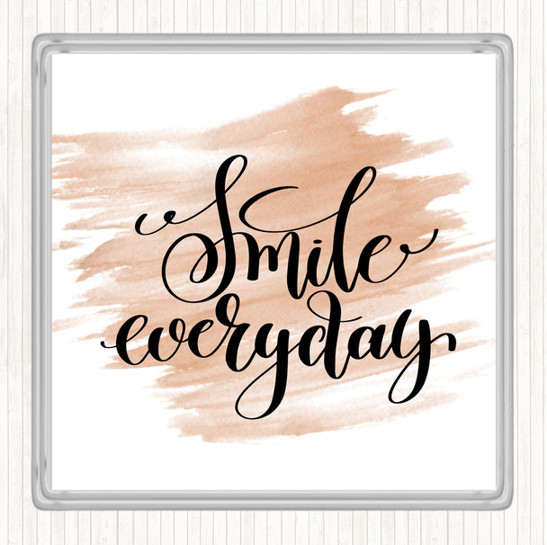 Watercolour Smile Everyday Quote Drinks Mat Coaster