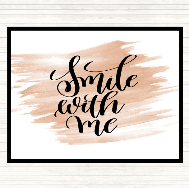 Watercolour Smile With Me Quote Dinner Table Placemat