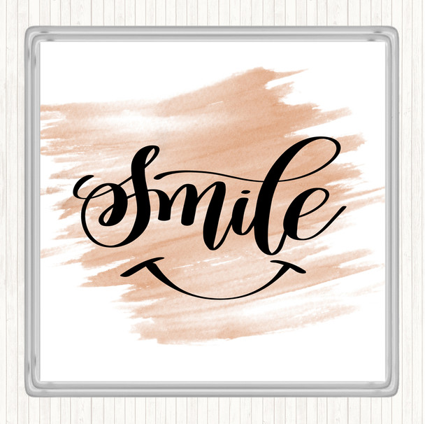 Watercolour Smile Quote Drinks Mat Coaster