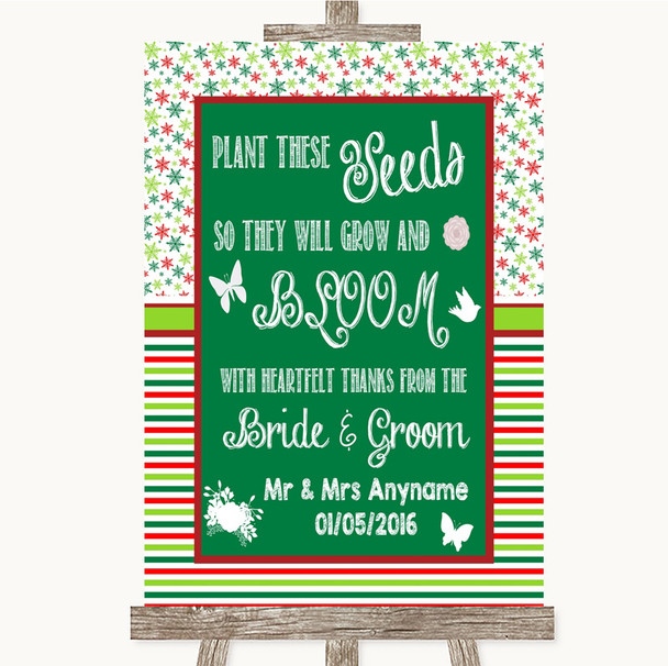 Red & Green Winter Plant Seeds Favours Personalised Wedding Sign