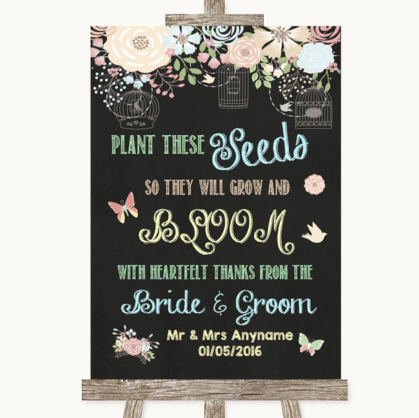 Shabby Chic Chalk Plant Seeds Favours Personalised Wedding Sign
