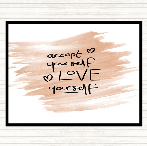 Watercolour Accept Yourself Quote Mouse Mat Pad