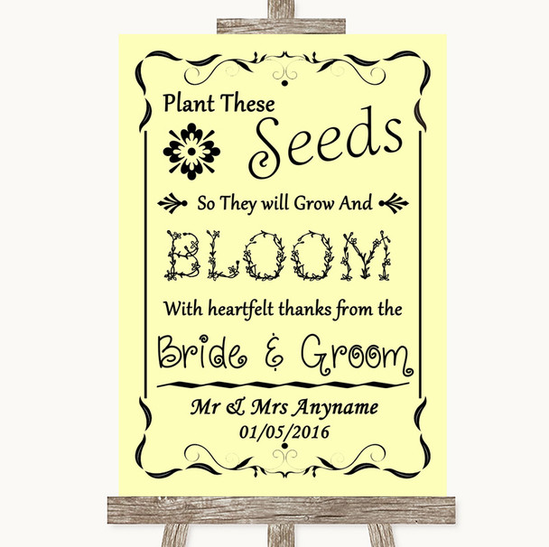 Yellow Plant Seeds Favours Personalised Wedding Sign