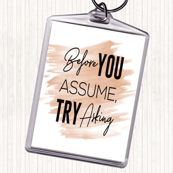 Watercolour Before You Assume Quote Bag Tag Keychain Keyring