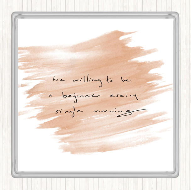 Watercolour Beginner Every Morning Quote Drinks Mat Coaster