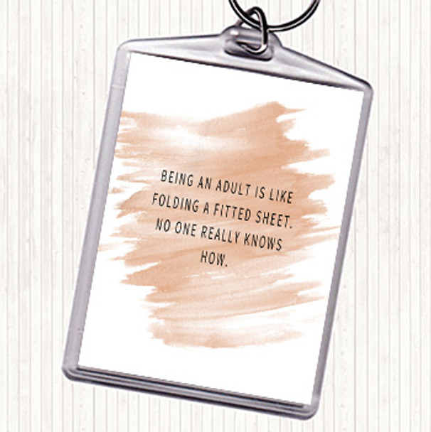 Watercolour Being An Adult Quote Bag Tag Keychain Keyring