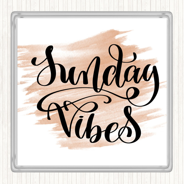 Watercolour Sunday Vibes Quote Drinks Mat Coaster