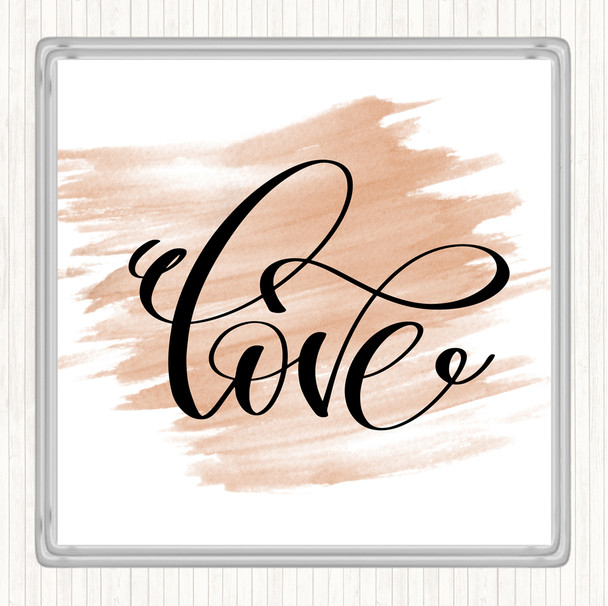 Watercolour Swirly Love Quote Drinks Mat Coaster