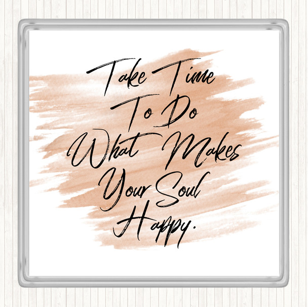 Watercolour Take Time Quote Drinks Mat Coaster