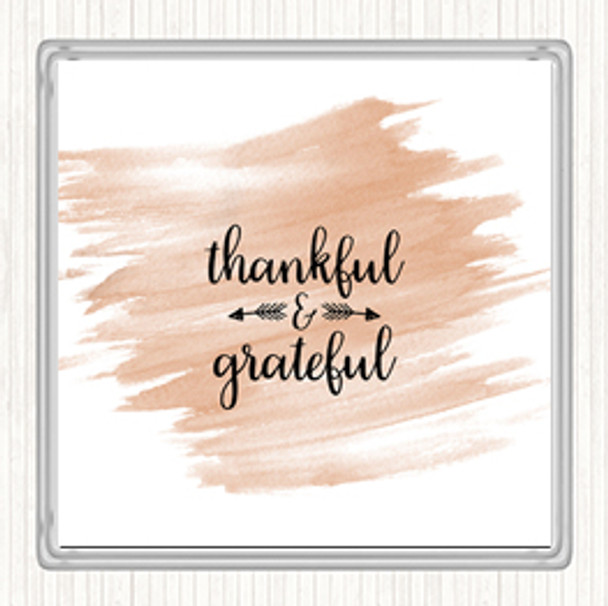 Watercolour Thankful Quote Drinks Mat Coaster