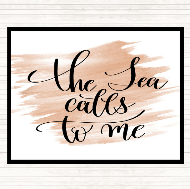 Watercolour The Sea Calls To Me Quote Dinner Table Placemat