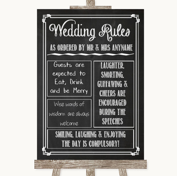 Chalk Sketch Rules Of The Wedding Personalised Wedding Sign