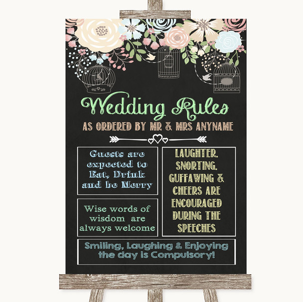 Shabby Chic Chalk Rules Of The Wedding Personalised Wedding Sign