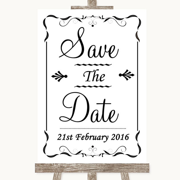 Black & White Save The Date Personalised Wedding Sign