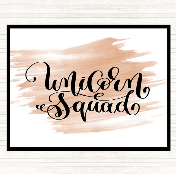 Watercolour Unicorn Squad Quote Dinner Table Placemat