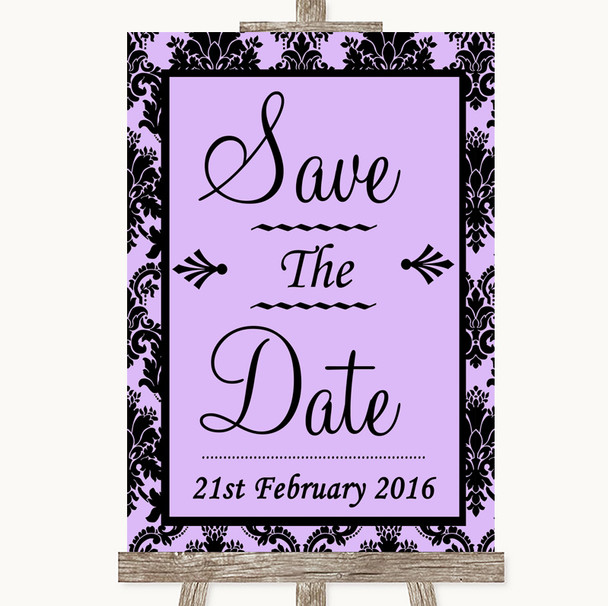Lilac Damask Save The Date Personalised Wedding Sign
