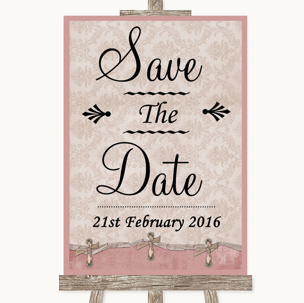 Pink Shabby Chic Save The Date Personalised Wedding Sign