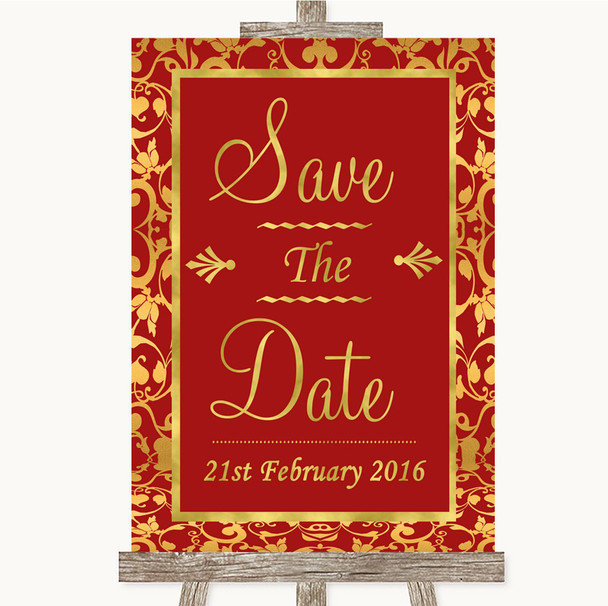 Red & Gold Save The Date Personalised Wedding Sign