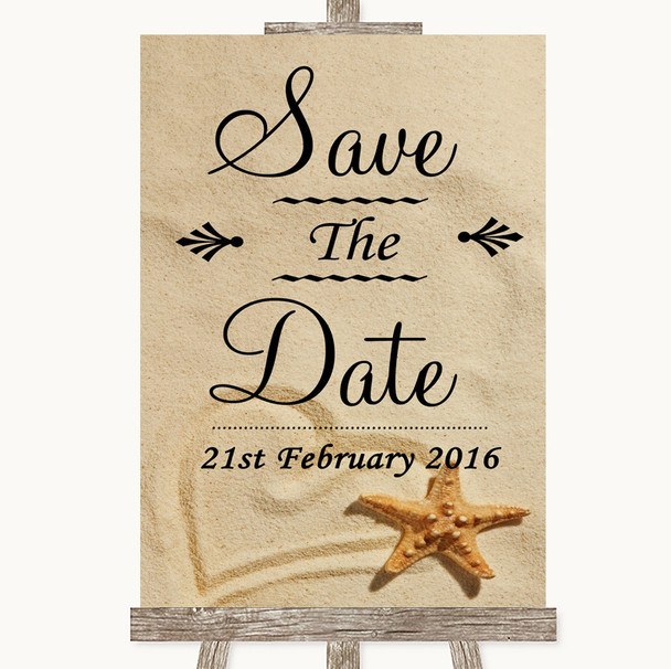 Sandy Beach Save The Date Personalised Wedding Sign