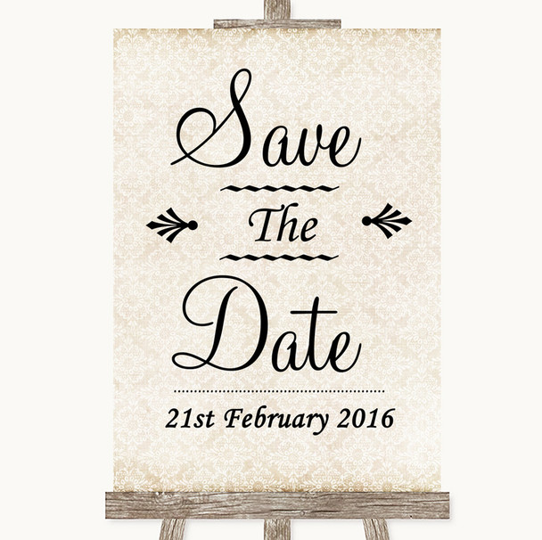 Shabby Chic Ivory Save The Date Personalised Wedding Sign