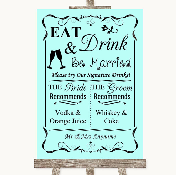 Aqua Signature Favourite Drinks Personalised Wedding Sign