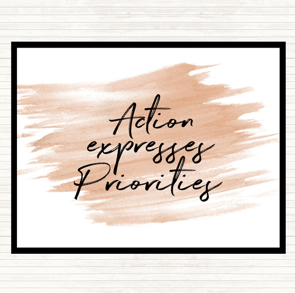 Watercolour Action Expresses Priorities Quote Mouse Mat Pad