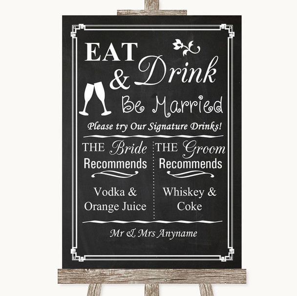 Chalk Style Signature Favourite Drinks Personalised Wedding Sign