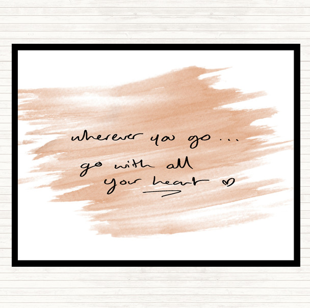 Watercolour Wherever You Go Quote Dinner Table Placemat